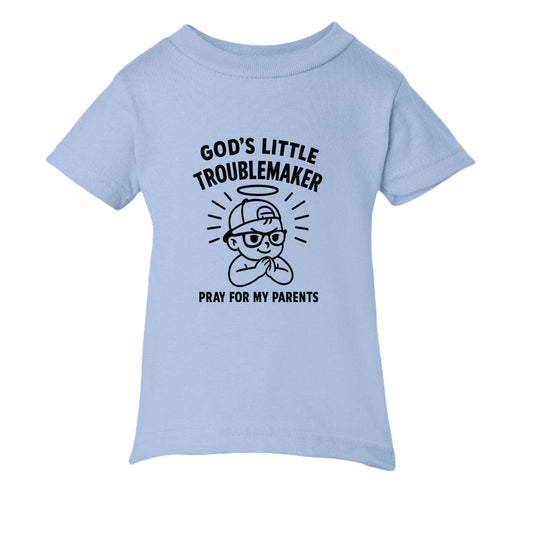 God's Little Troublemaker Baby Christian T-shirt - ClaimedbyGodDesigns