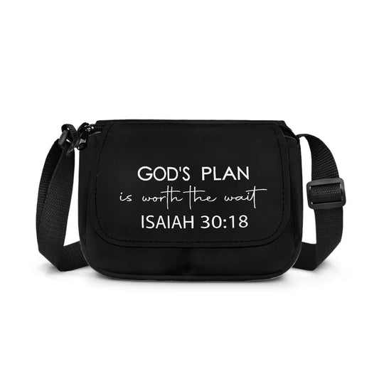 God's Plan Is Worth The Wait Christian Kids Flap Crossbody Bag - ClaimedbyGodDesigns