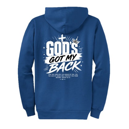 Gods Got My Back Unisex Christian Full-Zip Hooded Sweatshirt - ClaimedbyGodDesigns