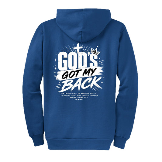 Gods Got My Back Unisex Christian Full-Zip Hooded Sweatshirt - ClaimedbyGodDesigns