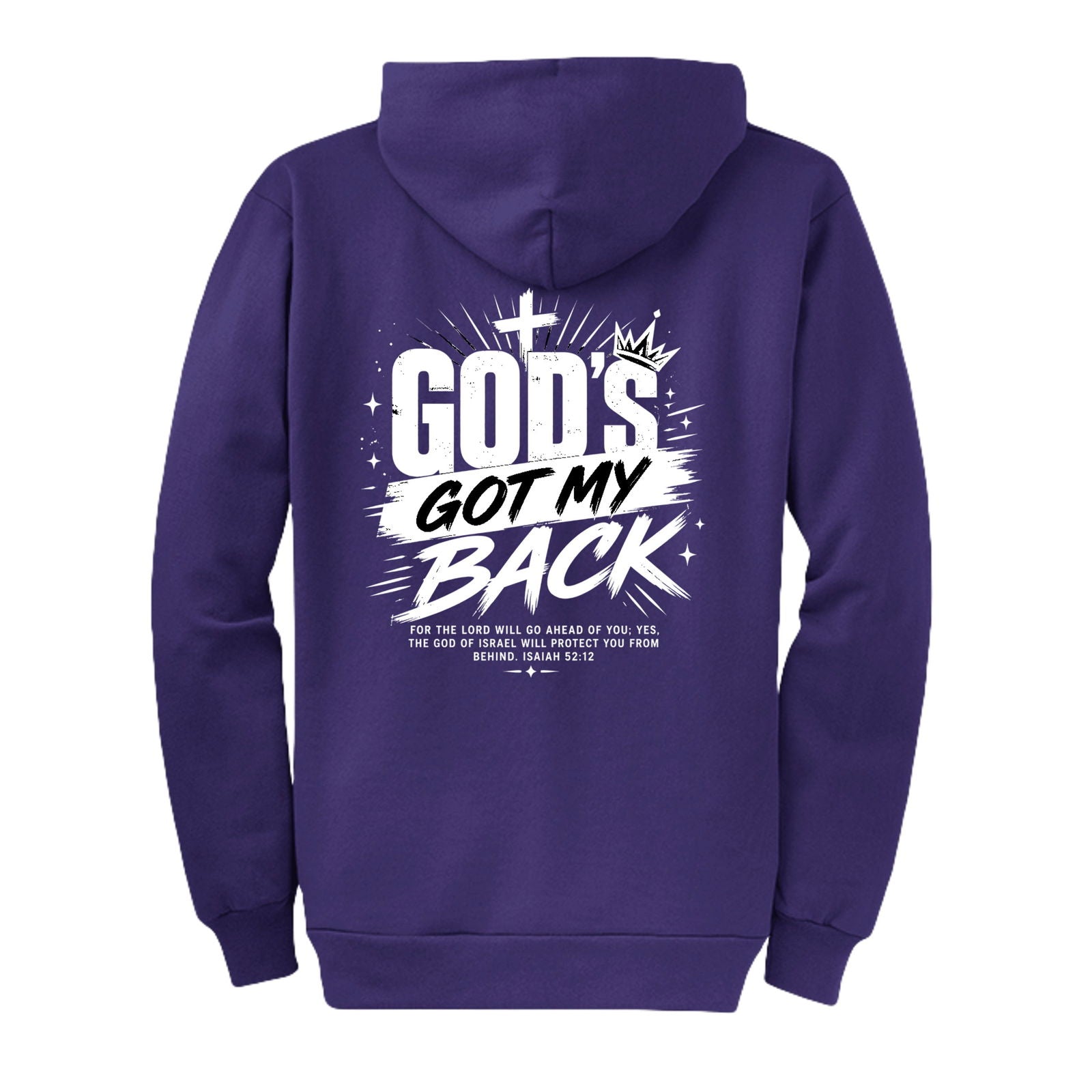 Gods Got My Back Unisex Christian Full-Zip Hooded Sweatshirt - ClaimedbyGodDesigns