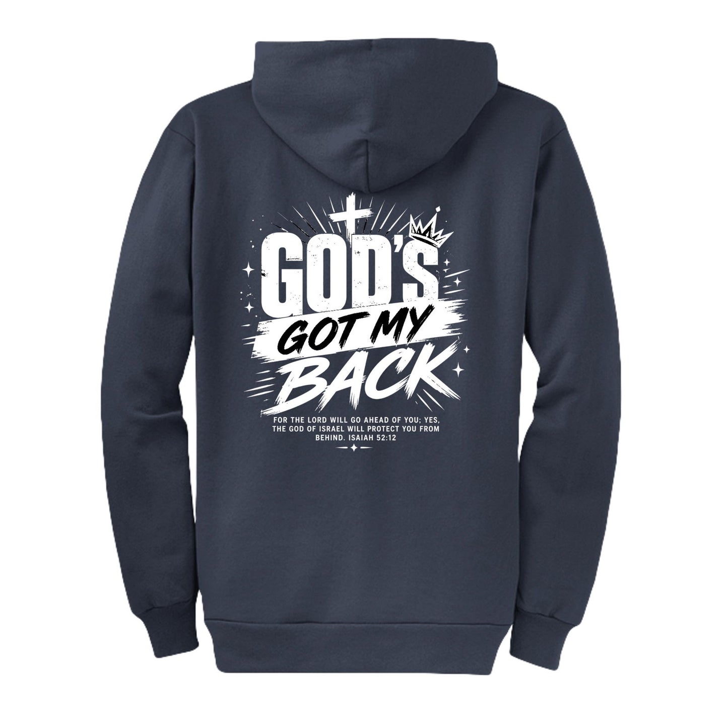 Gods Got My Back Unisex Christian Full-Zip Hooded Sweatshirt - ClaimedbyGodDesigns