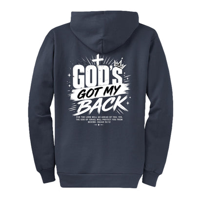 Gods Got My Back Unisex Christian Full-Zip Hooded Sweatshirt - ClaimedbyGodDesigns