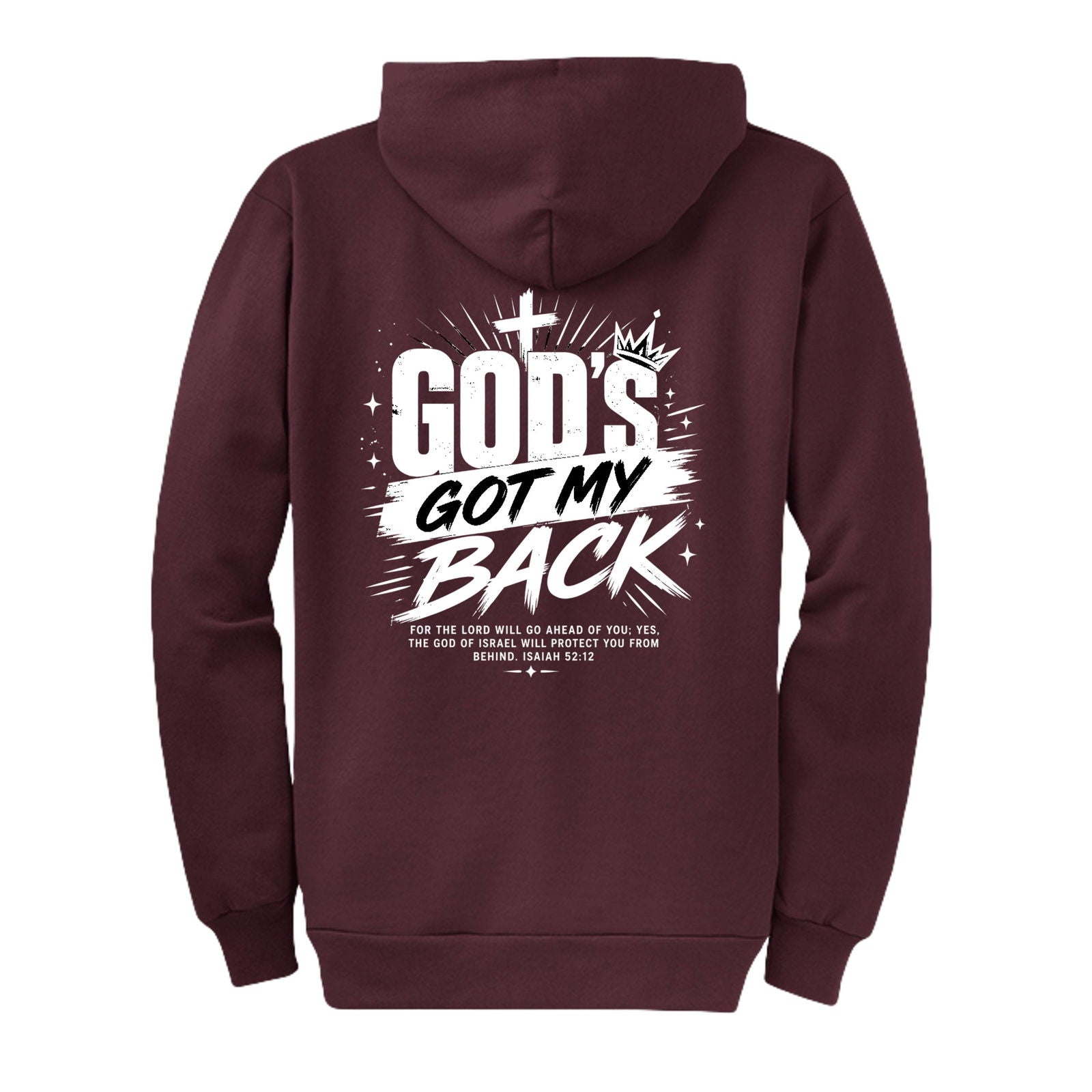 Gods Got My Back Unisex Christian Full-Zip Hooded Sweatshirt - ClaimedbyGodDesigns