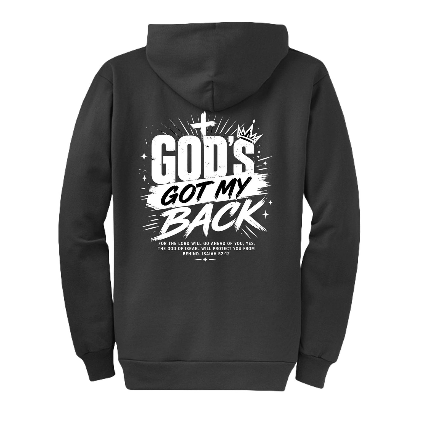 Gods Got My Back Unisex Christian Full-Zip Hooded Sweatshirt - ClaimedbyGodDesigns