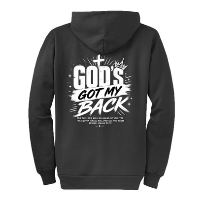 Gods Got My Back Unisex Christian Full-Zip Hooded Sweatshirt - ClaimedbyGodDesigns