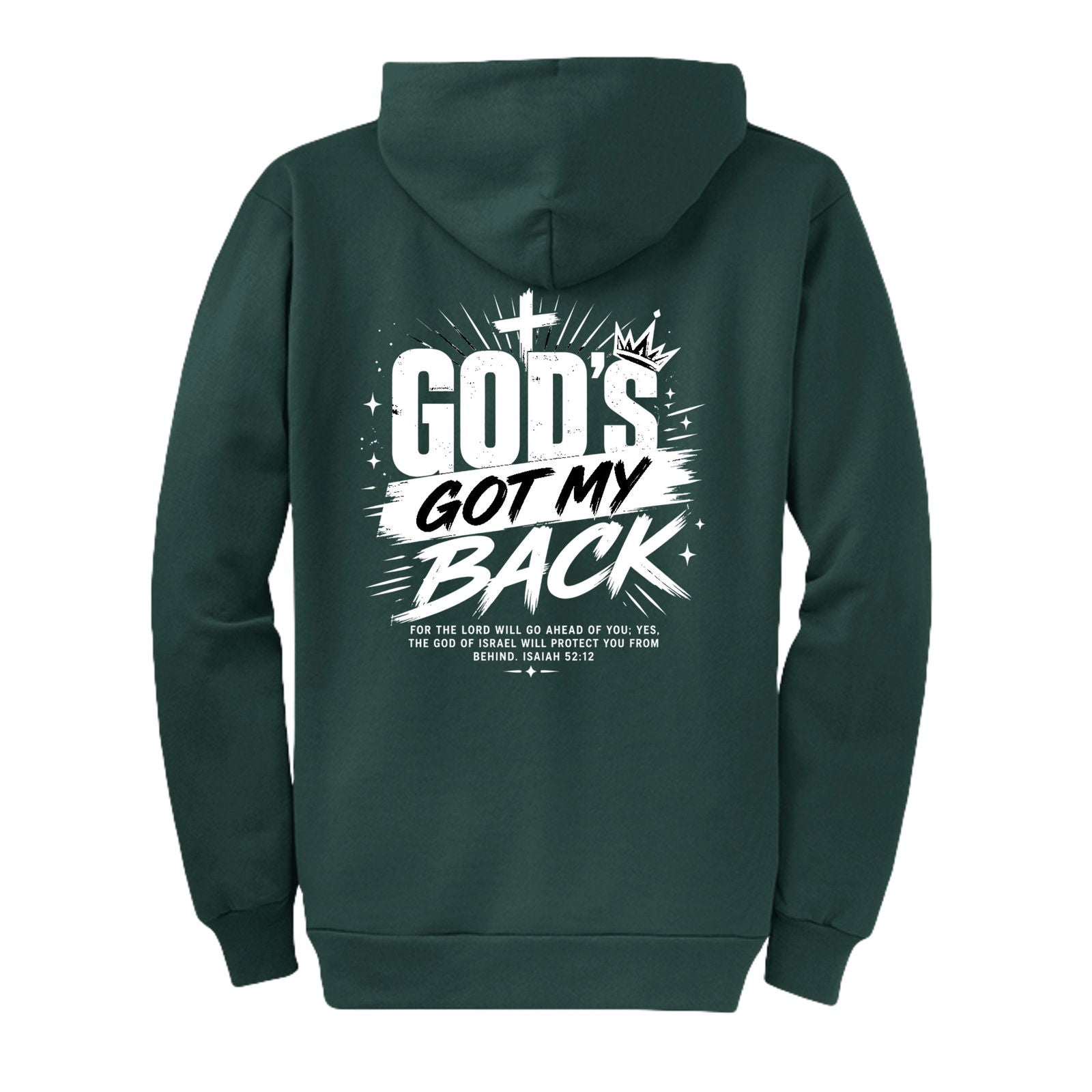 Gods Got My Back Unisex Christian Full-Zip Hooded Sweatshirt - ClaimedbyGodDesigns