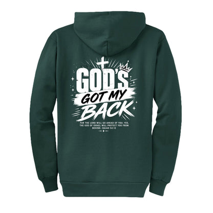 Gods Got My Back Unisex Christian Full-Zip Hooded Sweatshirt - ClaimedbyGodDesigns