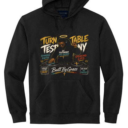 Turntable Testimony Men's Christian Pullover Hooded Sweatshirt - ClaimedbyGodDesigns
