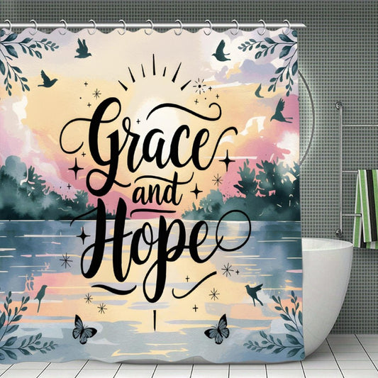 Grace And Hope Christian Waterproof Shower Curtain - ClaimedbyGodDesigns