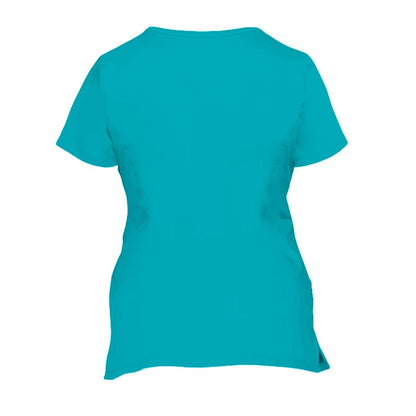 Grace Broke My Chains Premium Women’s Christian 2‑Pocket Juliet Stylish V‑Neck Medical Scrub Top - ClaimedbyGodDesigns