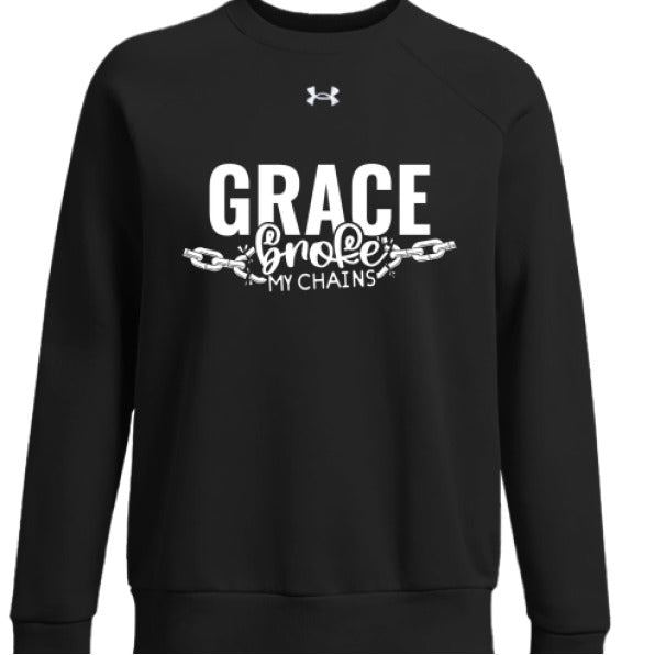 Grace Broke My Chains Women's Christian Pullover Fleece Sweatshirt - ClaimedbyGodDesigns