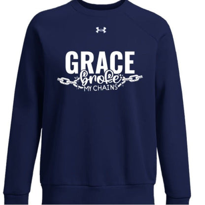 Grace Broke My Chains Women's Christian Pullover Fleece Sweatshirt - ClaimedbyGodDesigns