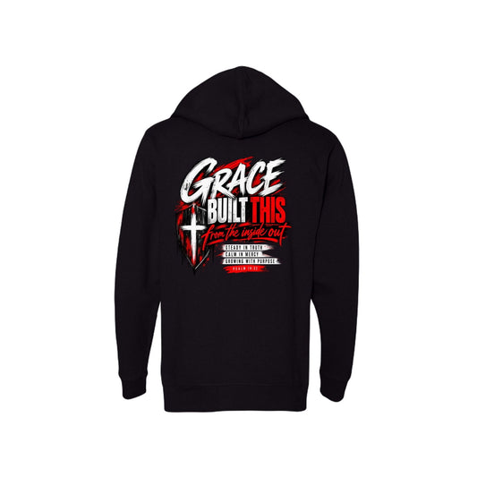 Grace Built This From The Inside Out Unisex Christian Full-zip Hooded Sweatshirt - ClaimedbyGodDesigns