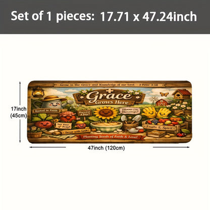 Grace Grows Here Christian Kitchen Mat - ClaimedbyGodDesigns