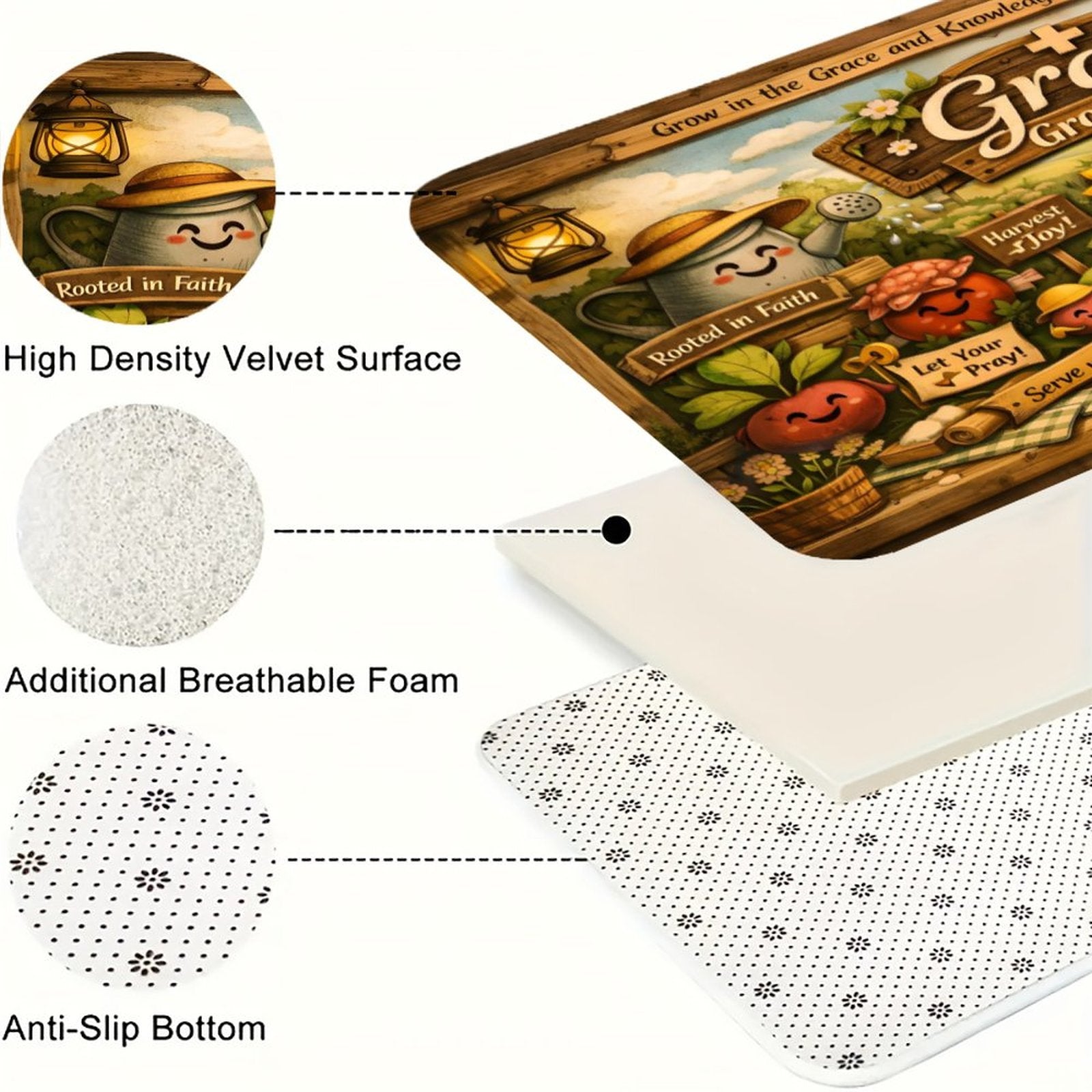Grace Grows Here Christian Kitchen Mat - ClaimedbyGodDesigns