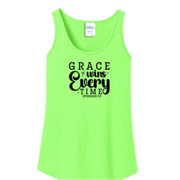 Grace Wins Every Time Women's Christian Tank Top - ClaimedbyGodDesigns