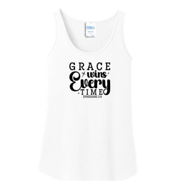 Grace Wins Every Time Women's Christian Tank Top - ClaimedbyGodDesigns