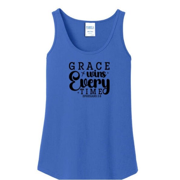 Grace Wins Every Time Women's Christian Tank Top - ClaimedbyGodDesigns