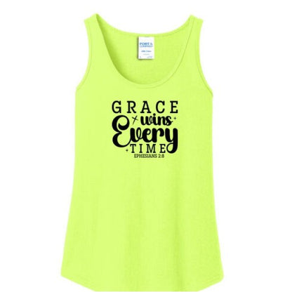Grace Wins Every Time Women's Christian Tank Top - ClaimedbyGodDesigns