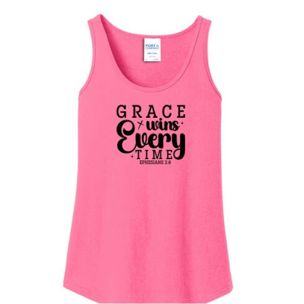 Grace Wins Every Time Women's Christian Tank Top - ClaimedbyGodDesigns