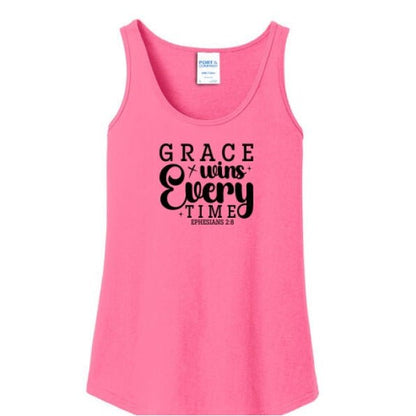 Grace Wins Every Time Women's Christian Tank Top - ClaimedbyGodDesigns