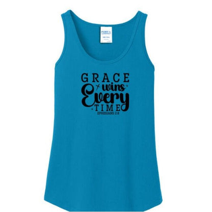 Grace Wins Every Time Women's Christian Tank Top - ClaimedbyGodDesigns