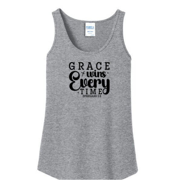 Grace Wins Every Time Women's Christian Tank Top - ClaimedbyGodDesigns