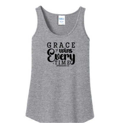 Grace Wins Every Time Women's Christian Tank Top - ClaimedbyGodDesigns