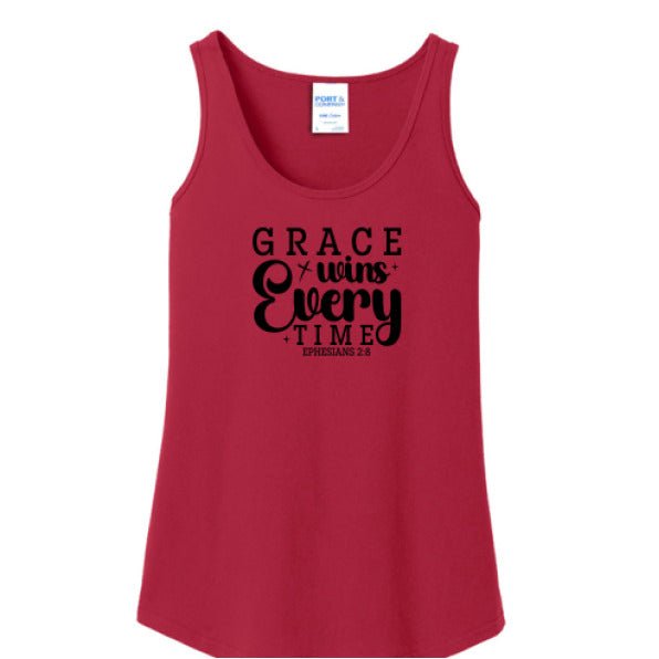 Grace Wins Every Time Women's Christian Tank Top - ClaimedbyGodDesigns