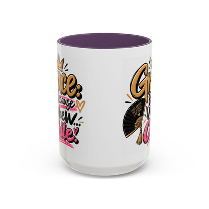 Grace: Because Whew… Chile Funny Christian Coffee Mug - Claimed by God Designs