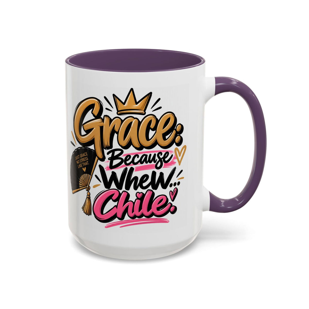 Grace: Because Whew… Chile Funny Christian Coffee Mug - Claimed by God Designs