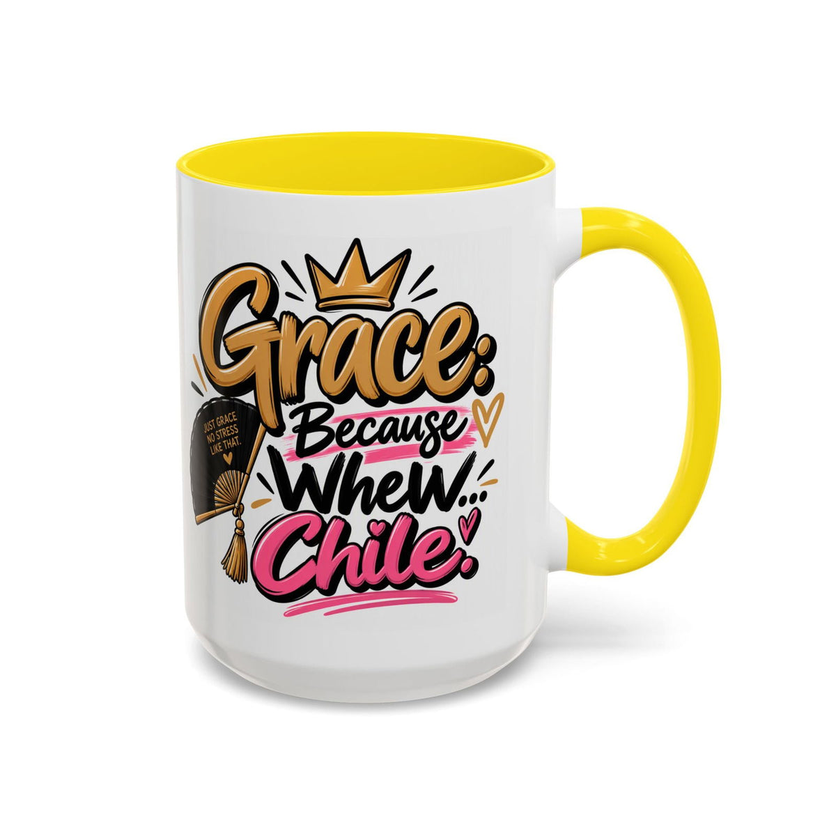 Grace: Because Whew… Chile Funny Christian Coffee Mug - Claimed by God Designs
