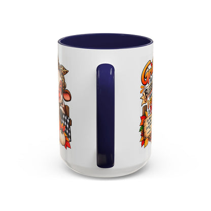 Grateful He Keeps Blessing Me Even When I Forget to Pray Thanksgiving Cow Mug - Claimed by God Designs