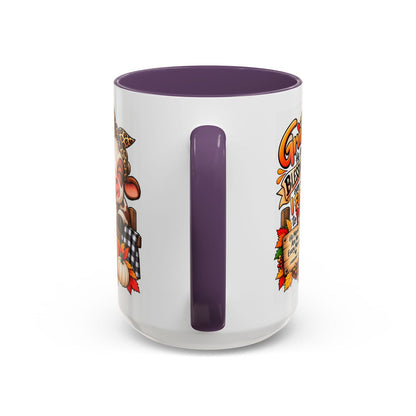 Grateful He Keeps Blessing Me Even When I Forget to Pray Thanksgiving Cow Mug - Claimed by God Designs
