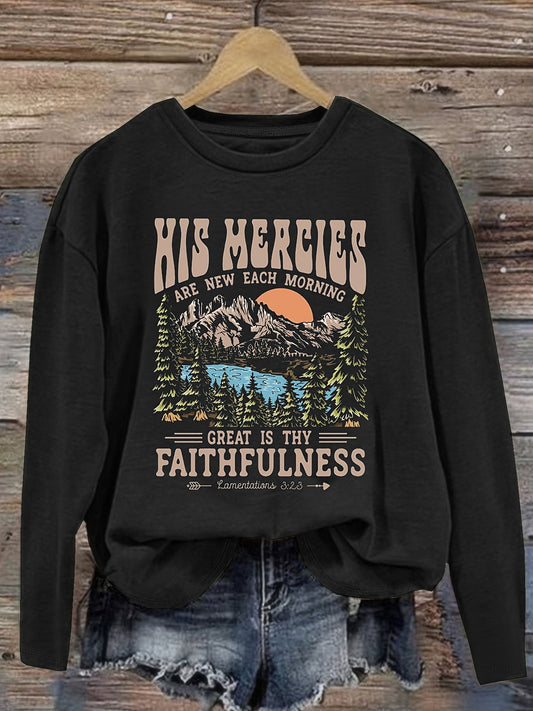 Great Is Your Faithfulness Women's Christian Pullover Sweatshirt - ClaimedbyGodDesigns