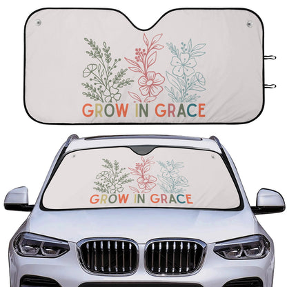 Grow In Grace Car Sunshade Christian Car Accessories - ClaimedbyGodDesigns