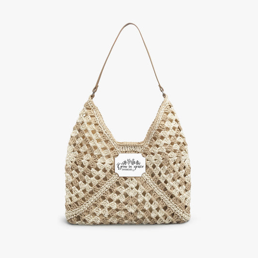Grow In Grace Christian Crochet Straw Bag - ClaimedbyGodDesigns