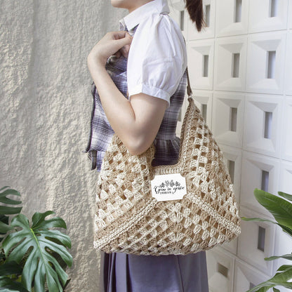 Grow In Grace Christian Crochet Straw Bag - ClaimedbyGodDesigns