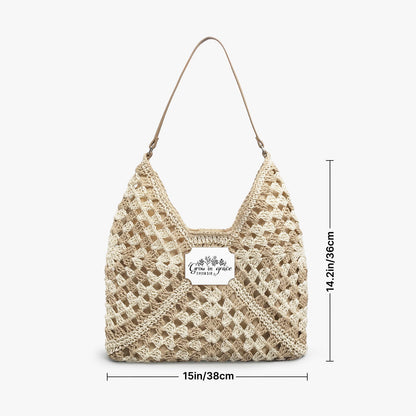 Grow In Grace Christian Crochet Straw Bag - ClaimedbyGodDesigns