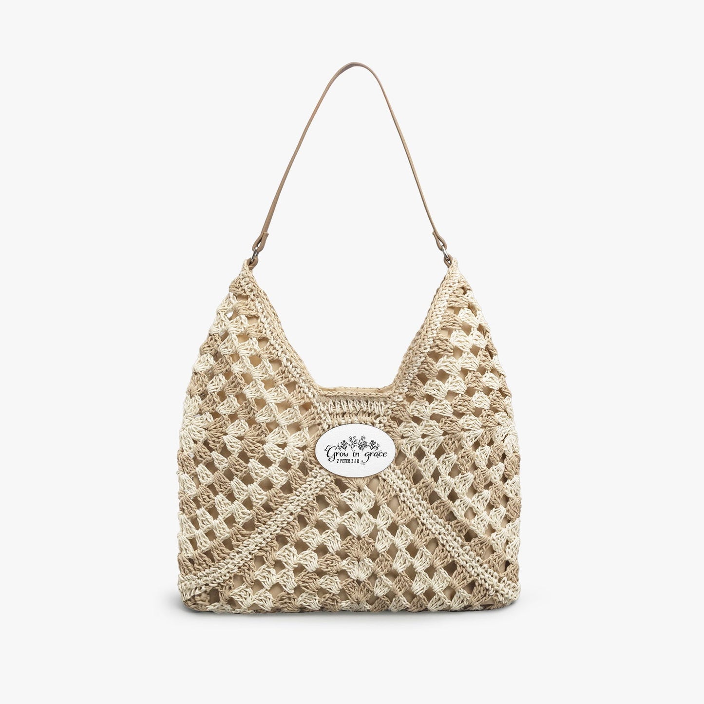 Grow In Grace Christian Crochet Straw Bag - ClaimedbyGodDesigns