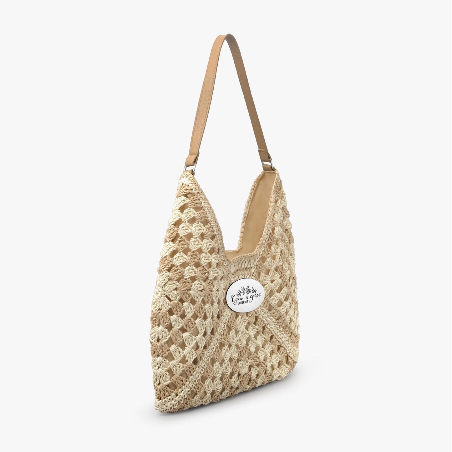 Grow In Grace Christian Crochet Straw Bag - ClaimedbyGodDesigns