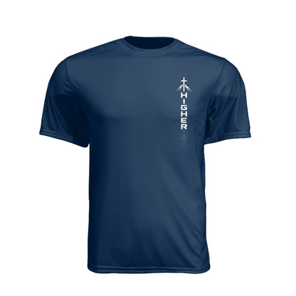 HIGHER Mind Body Spirit Vertical Unisex Christian Gym T-Shirt | Colossians 3:2 - Claimed by God Designs