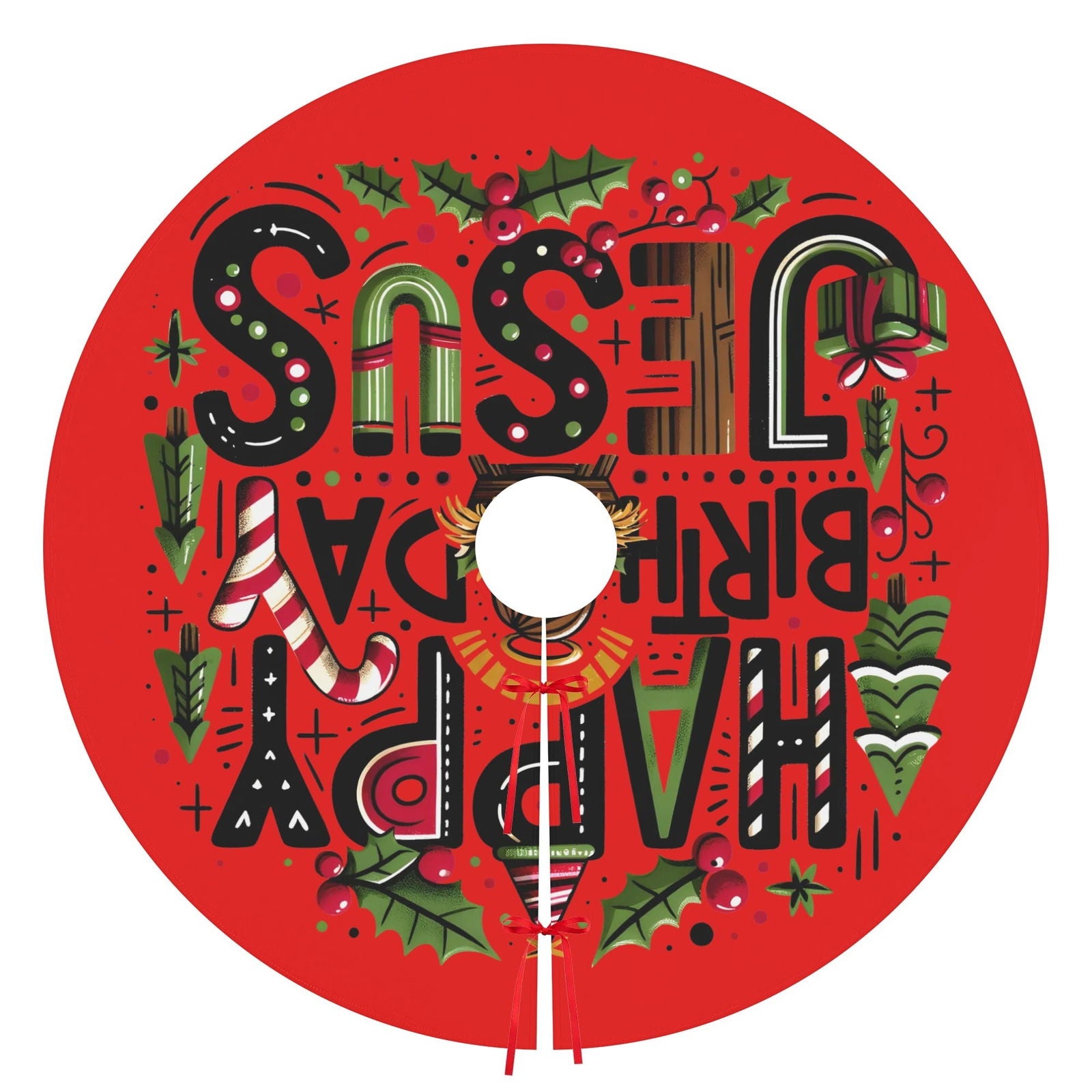 Happy Birthday Jesus Christian Christmas Tree Skirt - ClaimedbyGodDesigns