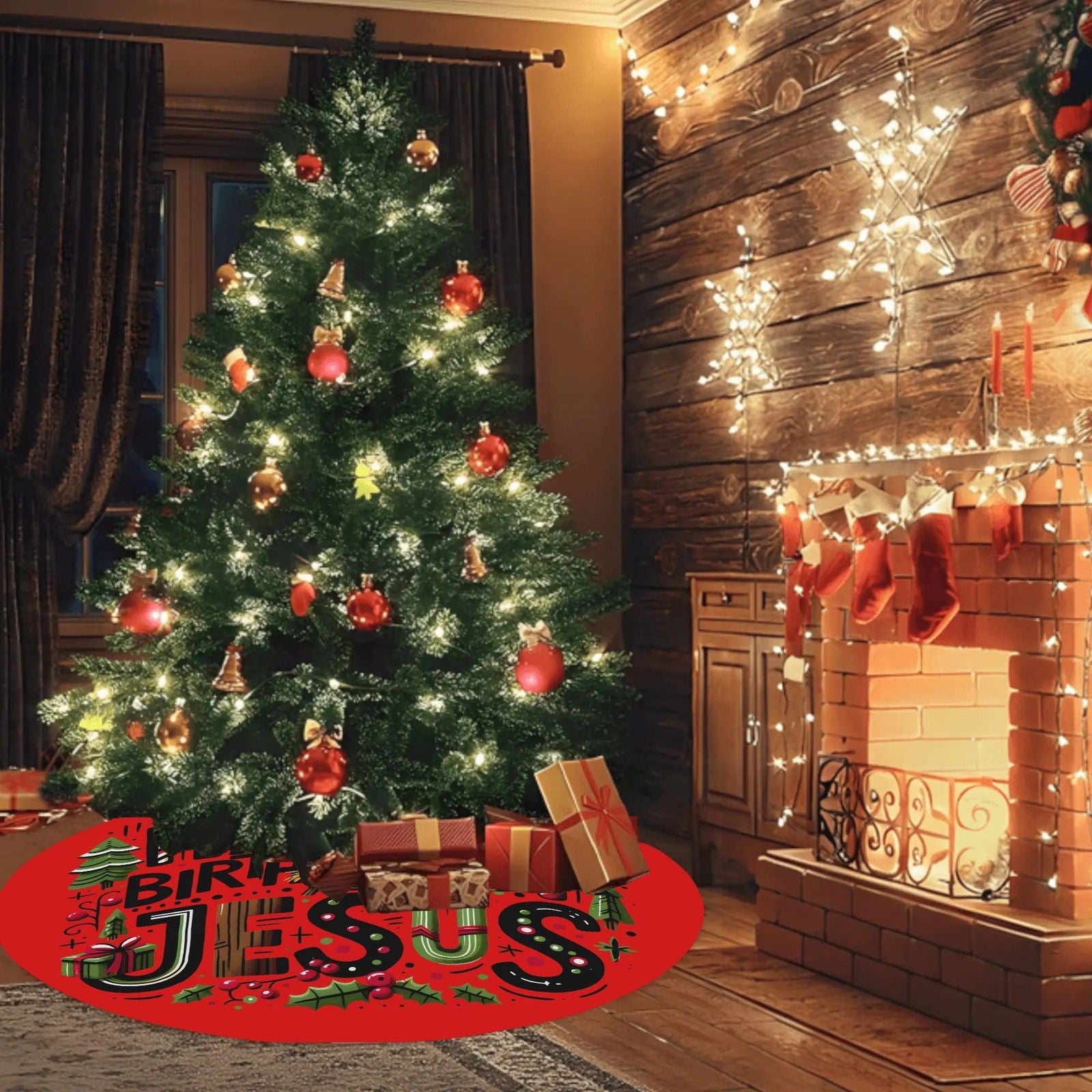 Happy Birthday Jesus Christian Christmas Tree Skirt - ClaimedbyGodDesigns