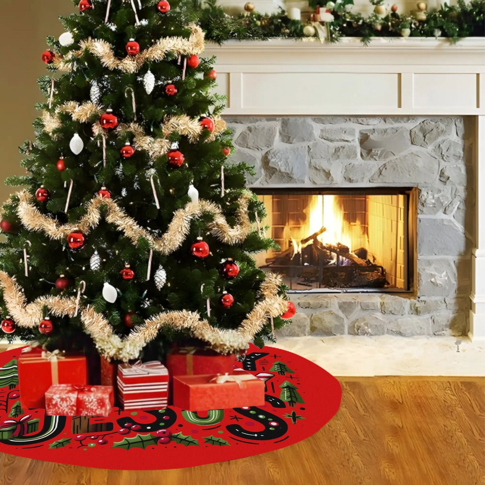 Happy Birthday Jesus Christian Christmas Tree Skirt - ClaimedbyGodDesigns