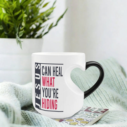 He Can Heal What You're Hiding Christian Color Changing Heart Handle Mug - ClaimedbyGodDesigns