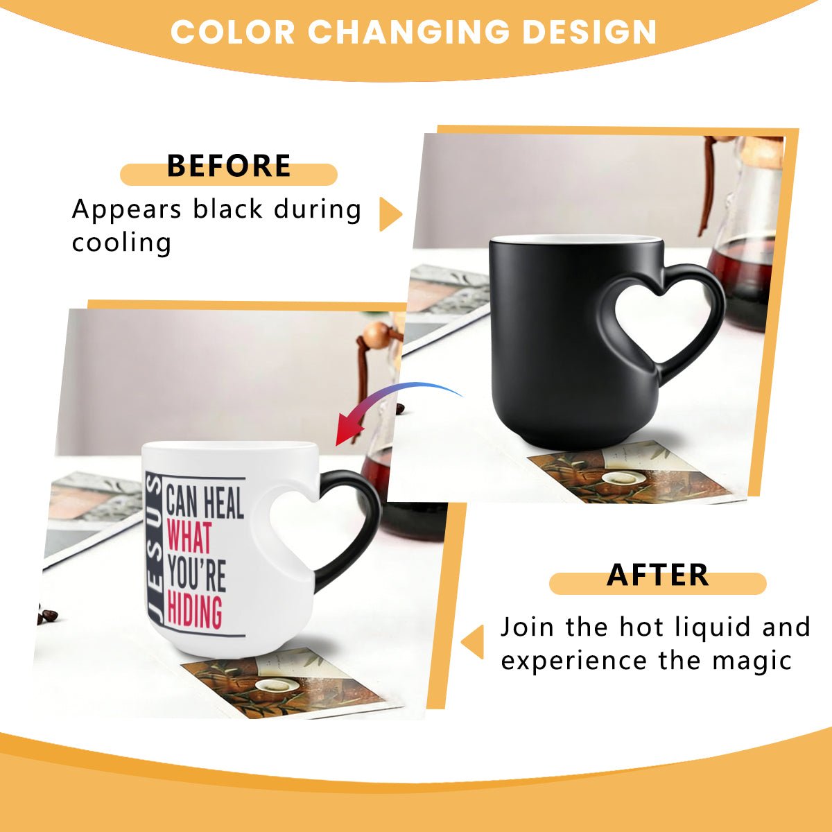 He Can Heal What You're Hiding Christian Color Changing Heart Handle Mug - ClaimedbyGodDesigns