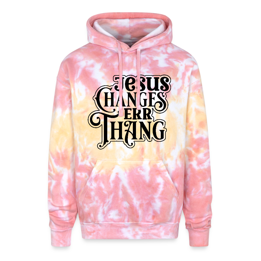He Changes Err Thang Tie Dye Hooded Sweatshirt - Inspirational Christian Apparel - ClaimedbyGodDesigns