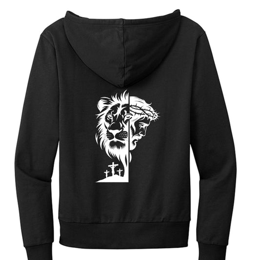 He Chose You (lion 3 crosses) Unisex Christian Full-Zip Hooded Sweatshirt - ClaimedbyGodDesigns
